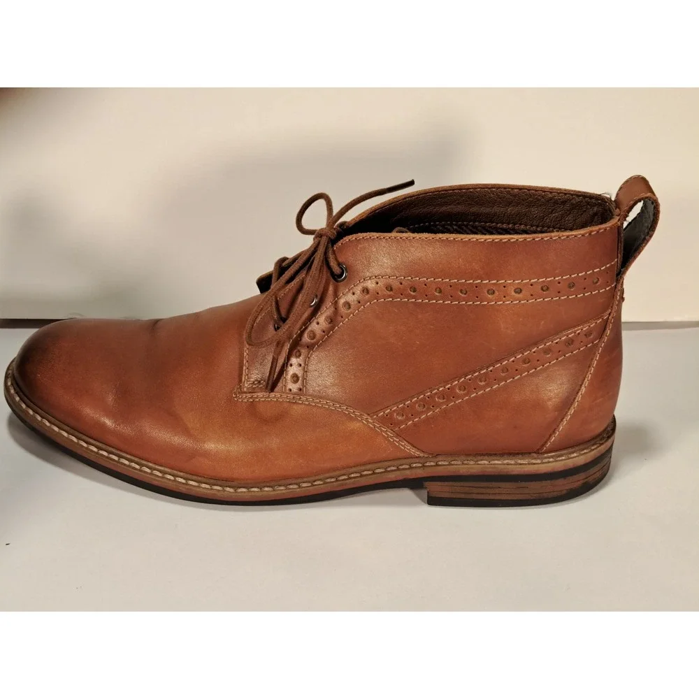 Bostonian Mens Brown Leather Wingtip Brogue Chukka‎ Boots 26119393 Size 12 M